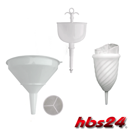 Funnels and sieve inserts in various shapes and sizes
